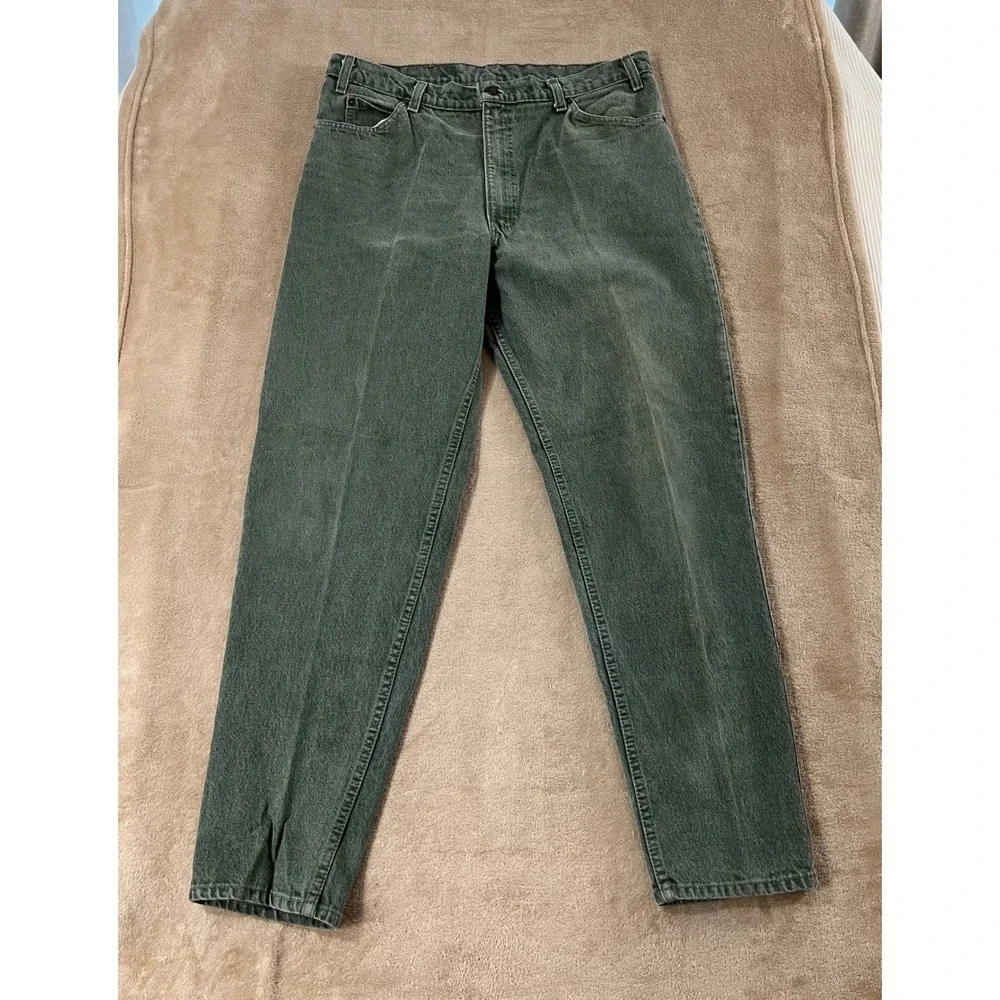 Vintage Levi's 550 Orange Tab Jeans Green W38 L32 Cotton‎ USA Flawed Stains